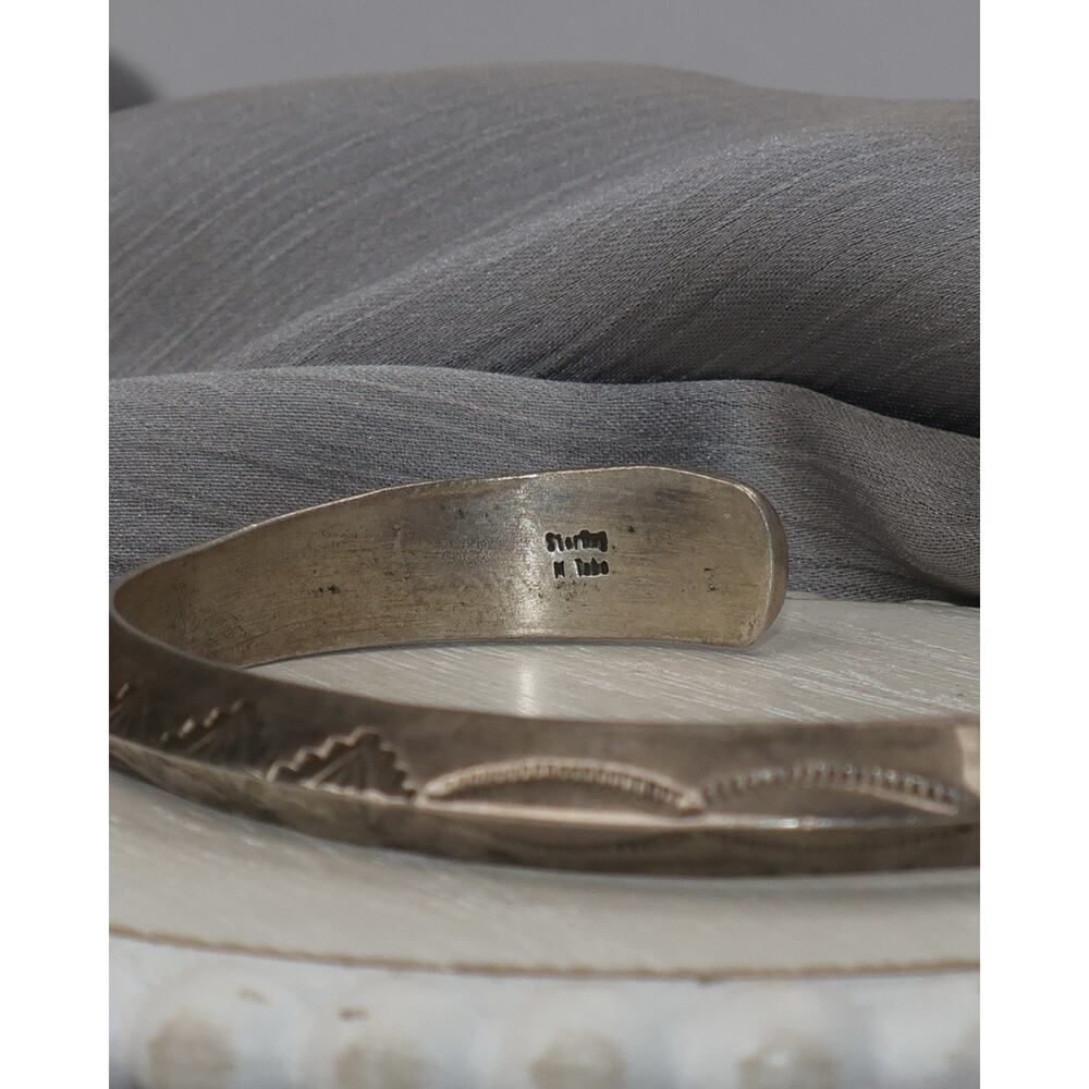 Vintage Navajo N. Tahe Sterling Cuff Bracelet 37.2G / 7.5in N1471 - Picture 5 of 5